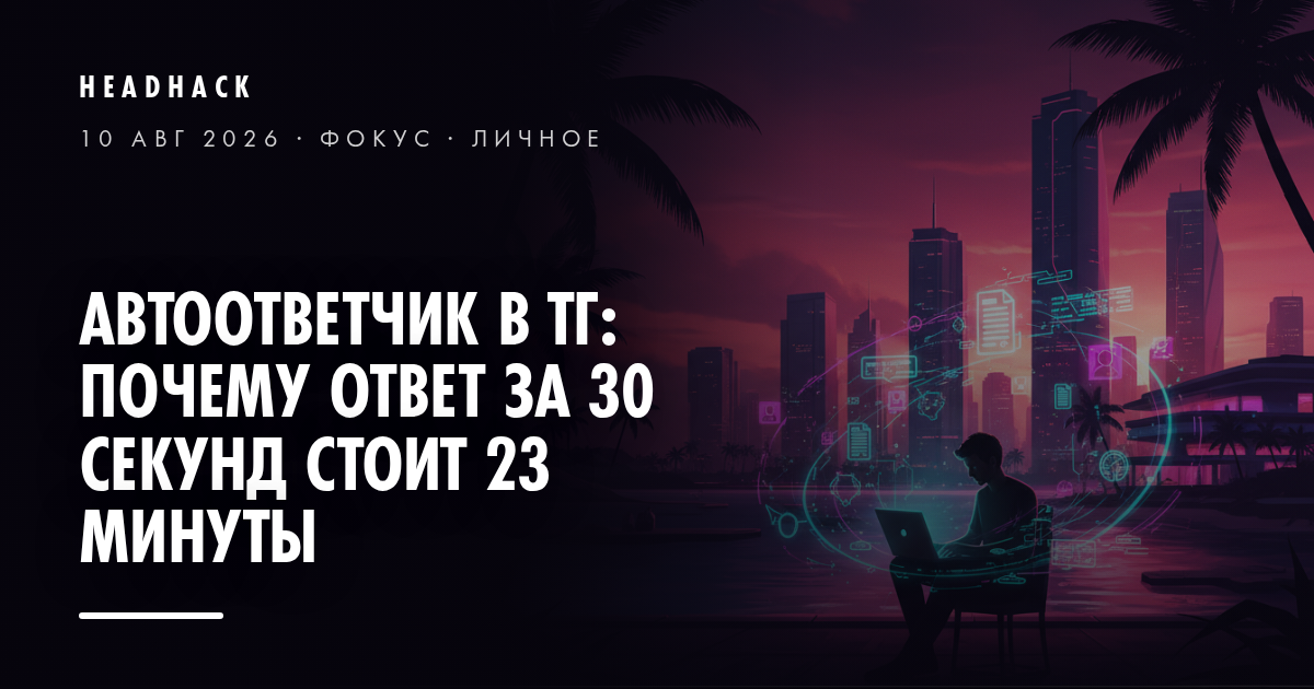 Автоответчик в тг: почему ответ за 30 секунд стоит 23 минуты