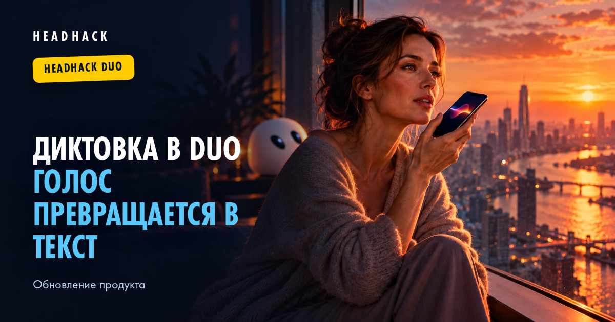 Диктовка в HeadHack Duo: голос превращается в текст