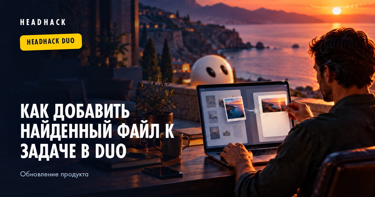 Как добавить найденный файл к задаче в HeadHack Duo