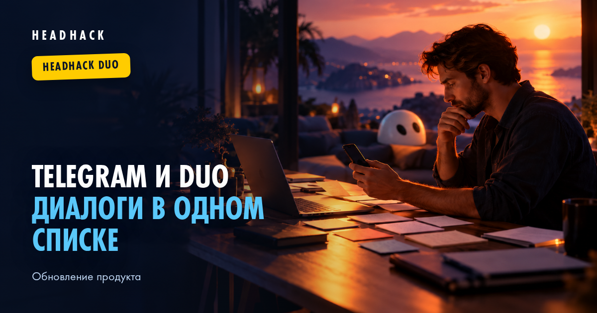 Telegram и HeadHack Duo: диалоги в одном списке