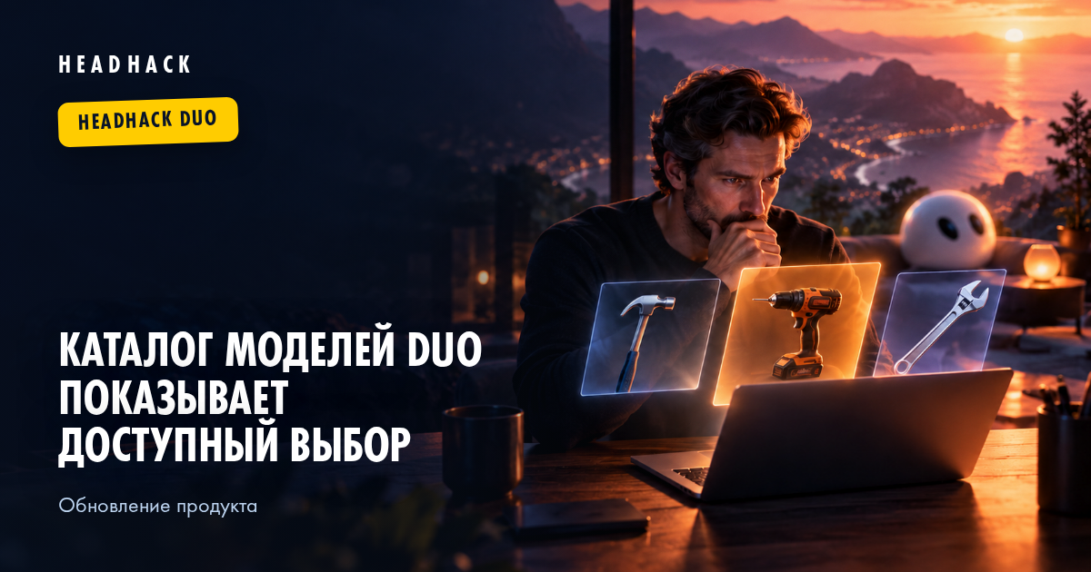 Каталог моделей HeadHack Duo показывает доступный выбор