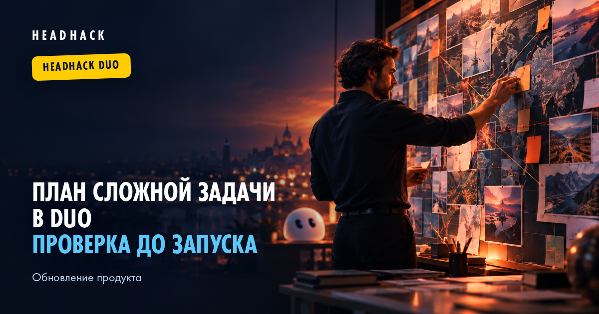 План сложной задачи в HeadHack Duo: проверка до запуска