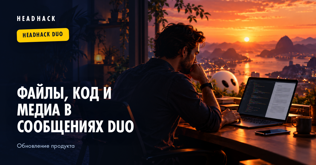 Файлы, код и медиа в сообщениях HeadHack Duo